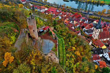 Ruine Scherenburg am Rhein - Luftbild mit Drohne