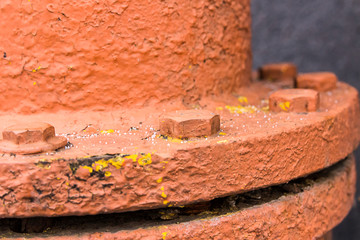 part pipe docking pipe flange connection large bolt hairpin close-up background industrial production