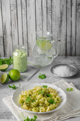 Fresh semolina pasta with pesto