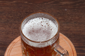 Beer bubbles in the glass top