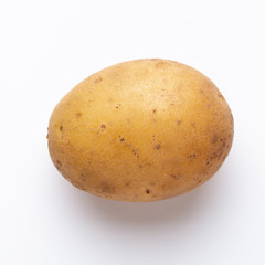 Potatoes isolated on white background. Flat lay. Top view.
