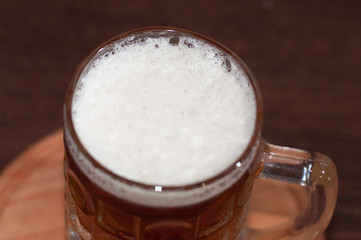 Beer bubbles in the glass top