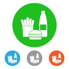 Unhealthy food. Icon set. Vector.