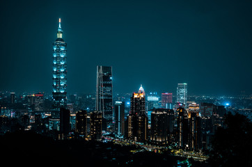 Beautiful Taipei skyline at night.  Taiwan, Asia
