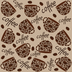 Texture. Coffee cups and the words 