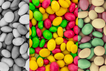 set bright colorful mini candy glazed yellow pink green yellow vertical panel gradient design toned monochrome