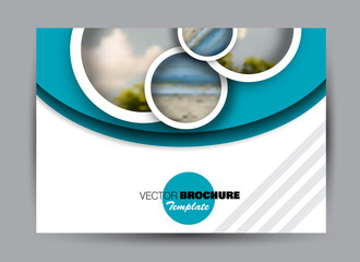 Flyer, brochure, billboard template design landscape orientation for business, education, school, presentation, website. Blue color. Editable vector illustration.