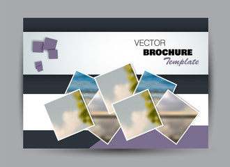 Flyer, brochure, billboard template design landscape orientation for business, education, school, presentation, website. Purple color. Editable vector illustration.
