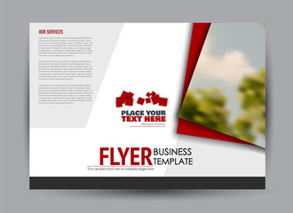 Flyer, brochure, billboard template design landscape orientation for business, education, school, presentation, website. Red color. Editable vector illustration.