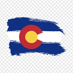 Foto op Canvas Flag of Colorado from brush strokes. United States of America.  Flag Colorado on transparent background for your web site design, logo, app, UI. Stock vector. Vector illustration EPS10. © katarinanh