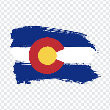 Flag of Colorado from brush strokes. United States of America.  Flag Colorado on transparent background for your web site design, logo, app, UI. Stock vector. Vector illustration EPS10.