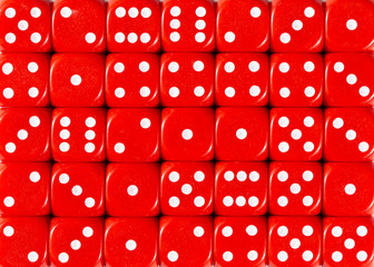 Background pattern of red dices, random ordered