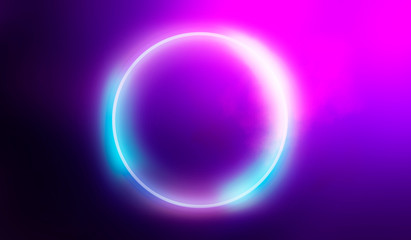 Neon circle, abstract light.