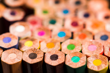colored pencils close up. pencils for drawing. colored pencils