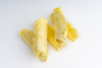 Pineapple with slices isolated on white background. Selective focus