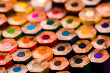 colored pencils close up. pencils for drawing. colored pencils