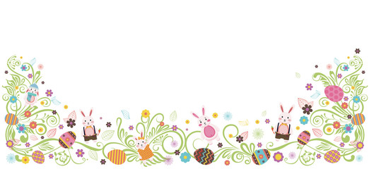 Happy Easter colored Easter eggs white background