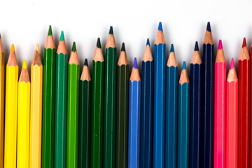 colored pencils close up. pencils for drawing. colored pencils