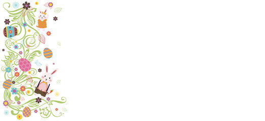 Happy Easter colored Easter eggs white background