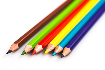 colored pencils close up. pencils for drawing. colored pencils