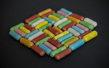 multicolored licorice candy in frosting
