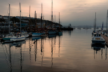 Fototapeta premium yachts in marina at sunset