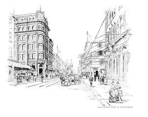 Fototapeta premium Philadelphia city. Engraving illustration