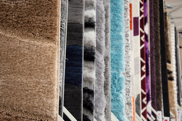 Soft decorative rugs in a store