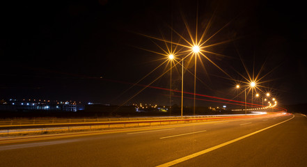Fototapeta na wymiar evening highway long exposure 