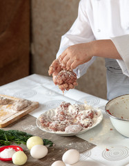 Minced meatballs in the kitchen