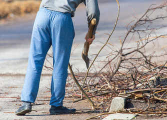 A man with an ax in his hand