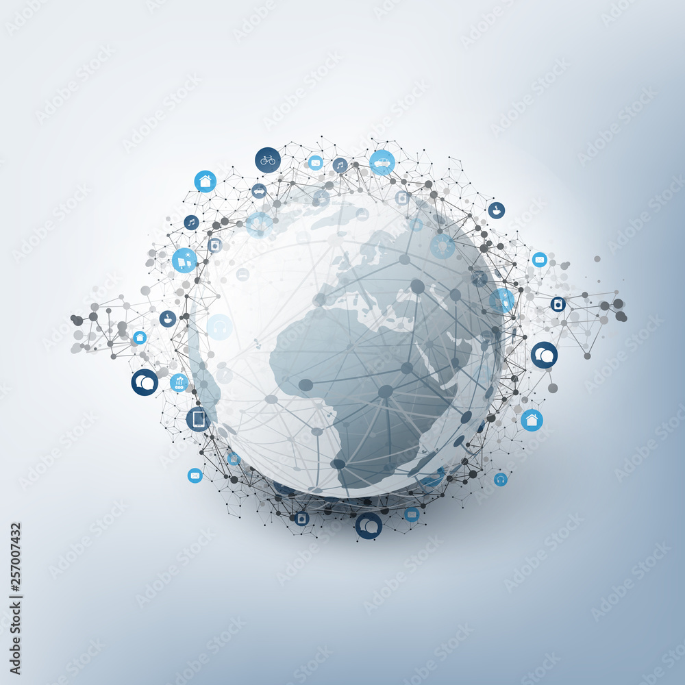 Poster internet of things, cloud computing design concept with icons - digital network connections, technol
