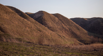 Fototapeta na wymiar Hills on the nature in early spring