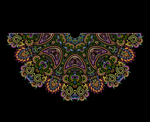 Obraz na płótnie Canvas Neckline ethnic design. Floral colorful traditional pattern. Vector print with decorative elements for embroidery, for women's clothing.