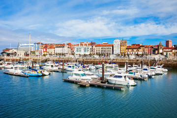 Fototapeta na wymiar Gijon city marina in Asturias, Spain
