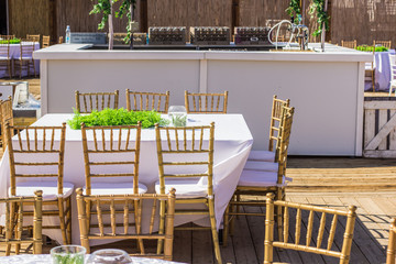furniture banquet outdoor exterior yard of cafe restaurant patio