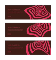 Web banner design template set consisting of abstract background pattern made with repetitive lines forming organic shapes in flower abstraction. Modern vector art.