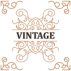 Vintage label frame ornament retro style