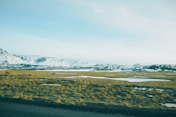 Empty winter road in the mountains