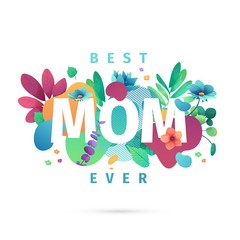 Modern Template design for Mom day banner. Promotion layout for mother's day offer with flower decoration. Simple illustration  floral blossom with abstract geometric shape for sale. Vector.