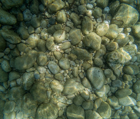 Pebble stones on sea floor