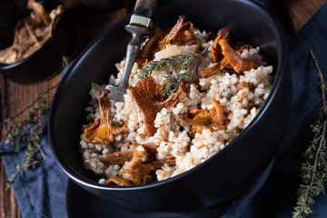 Kaszotto- polish risotto from barley groats with mushrooms