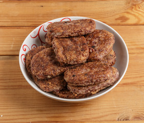 Vegetarian cutlets on a plate.