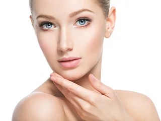 Beautiful face of young woman with perfect health  skin