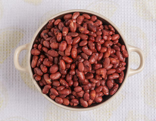 Boiled beans on a plate.