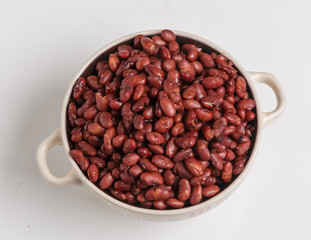 Boiled beans on a plate.