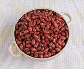 Boiled beans on a plate.