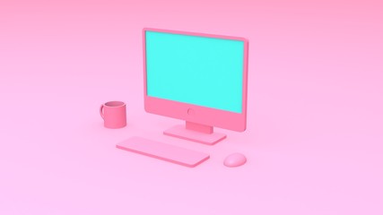 3DCG Pink Desktop Personal Computer