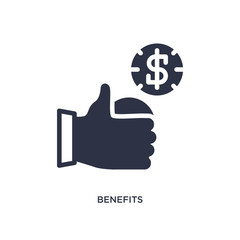 benefits icon on white background. Simple element illustration from marketing concept.