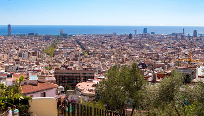 Barcelona view towards the blue sea